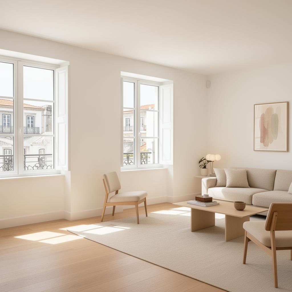 Interior contemporâneo de uma casa em Lisboa
